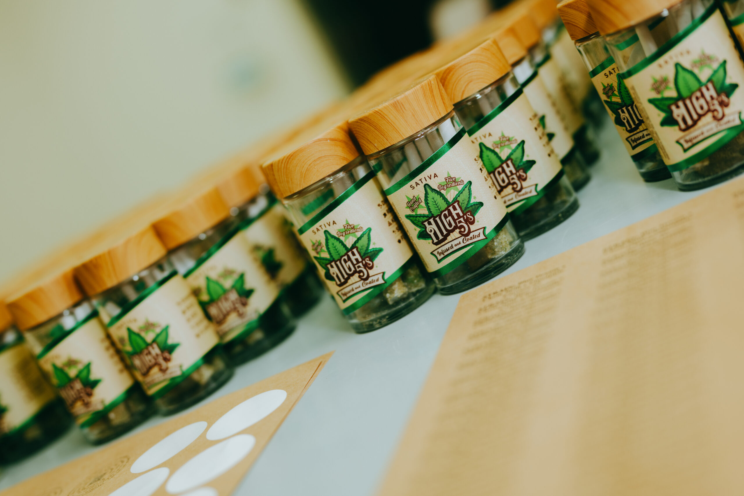 Rows of High 5's jars on Gotham's production line